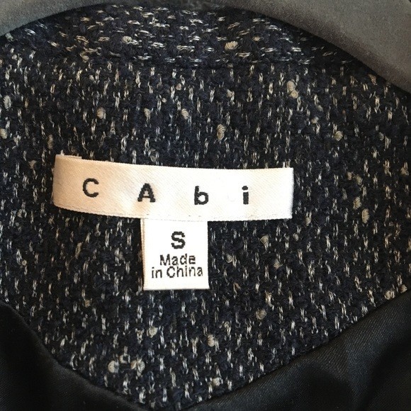 Cabi Blair Oversized Wool Jacket Pea Coat Tweed Navy Pockets #689 Fall Small - Picture 6 of 16